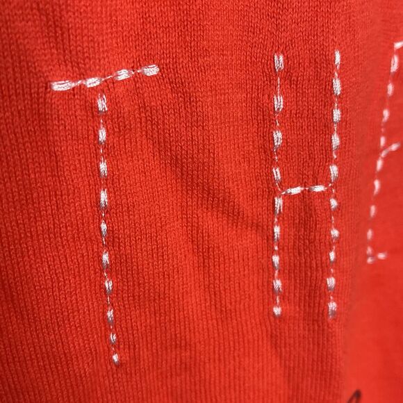 Old Navy Feel The Love Sweater Red Orange Womens XL Tall Cotton Embroidered - Picture 3 of 8